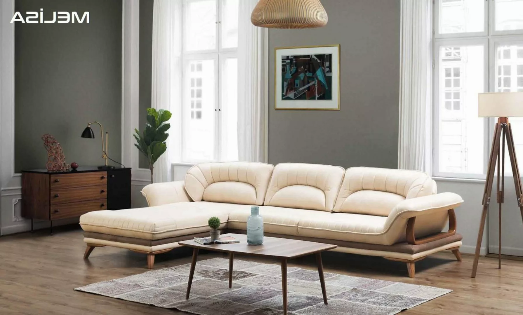 Xlmoebel Ecksofa Neu Weißes Ecksofa mit L-Form aus Textil für das Wohnzimme günstig online kaufen