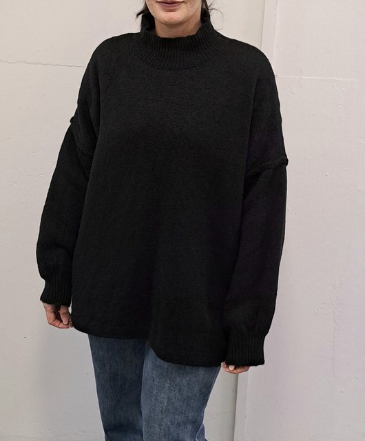 HELLO MISS Strickpullover Damen Lässiger Oversize Pullover mit kleinem Steh günstig online kaufen