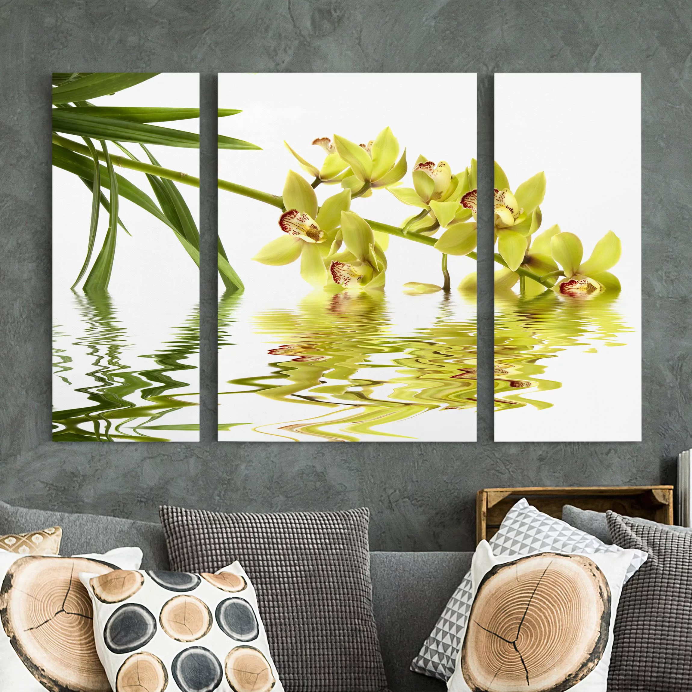 3-teiliges Leinwandbild Blumen - Querformat Elegant Orchid Waters günstig online kaufen