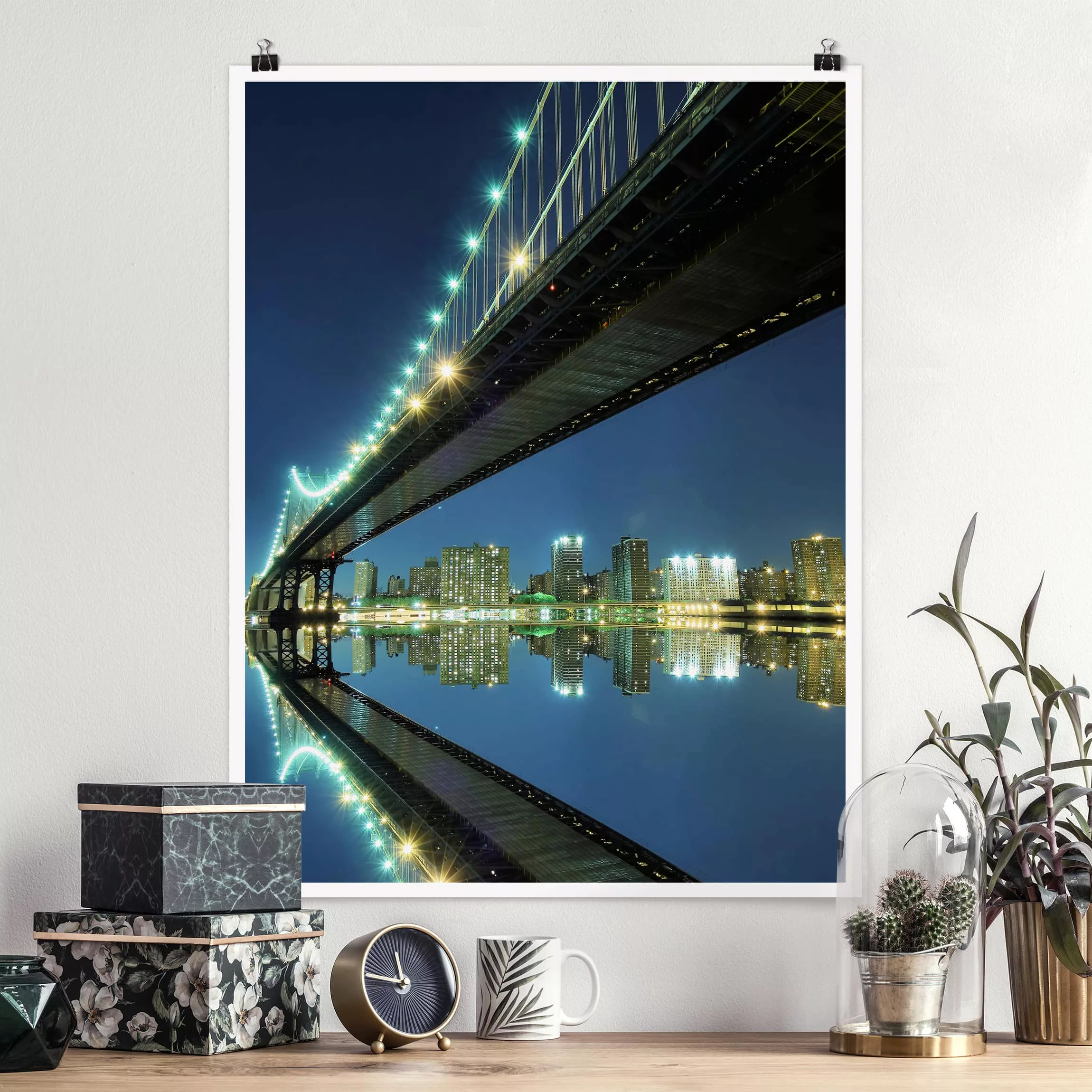Poster Architektur & Skyline - Hochformat Abstract Manhattan Bridge günstig online kaufen