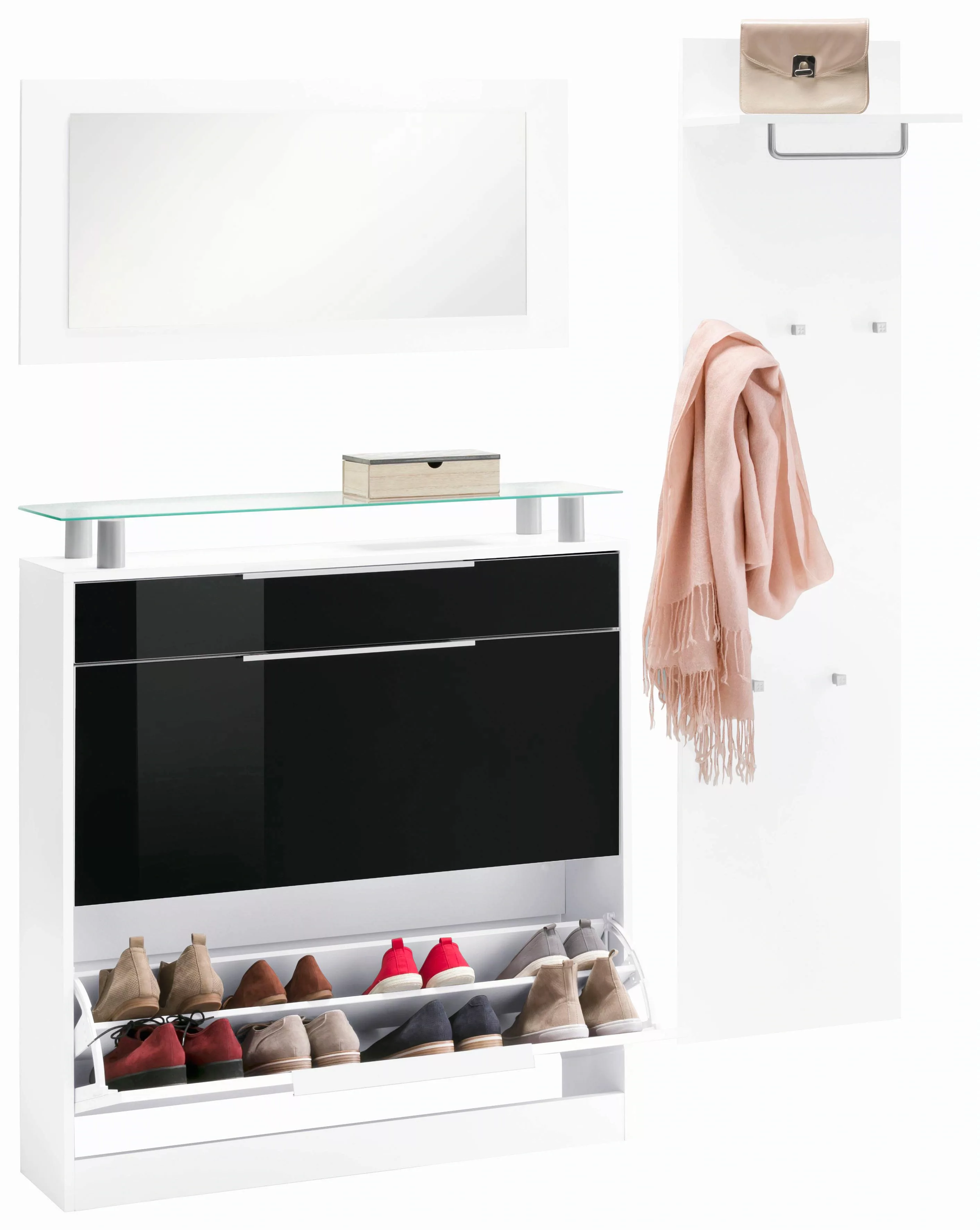 borchardt Möbel Garderoben-Set "Olivia", (3-tlg.), stehender Schuhschrank günstig online kaufen
