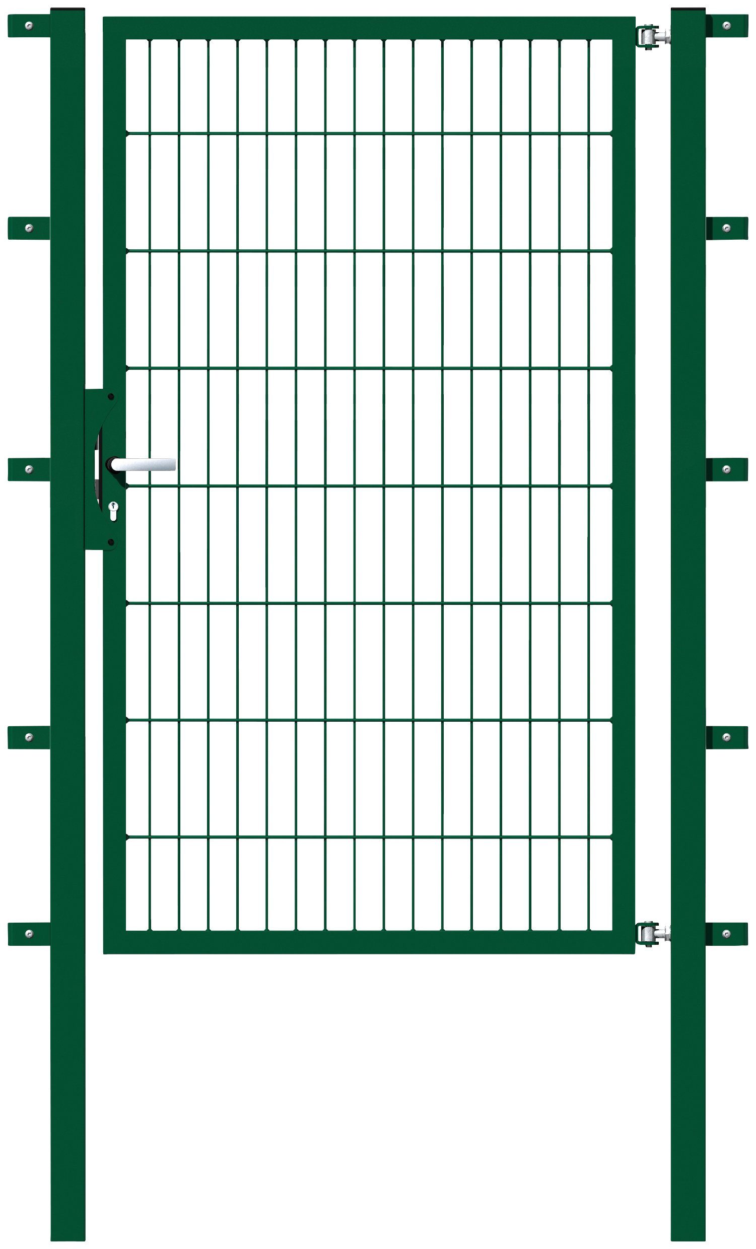 Metallzaun Einzeltor für Doppelstabmatte Grün z. Einbetonieren 120 cm x 150 günstig online kaufen