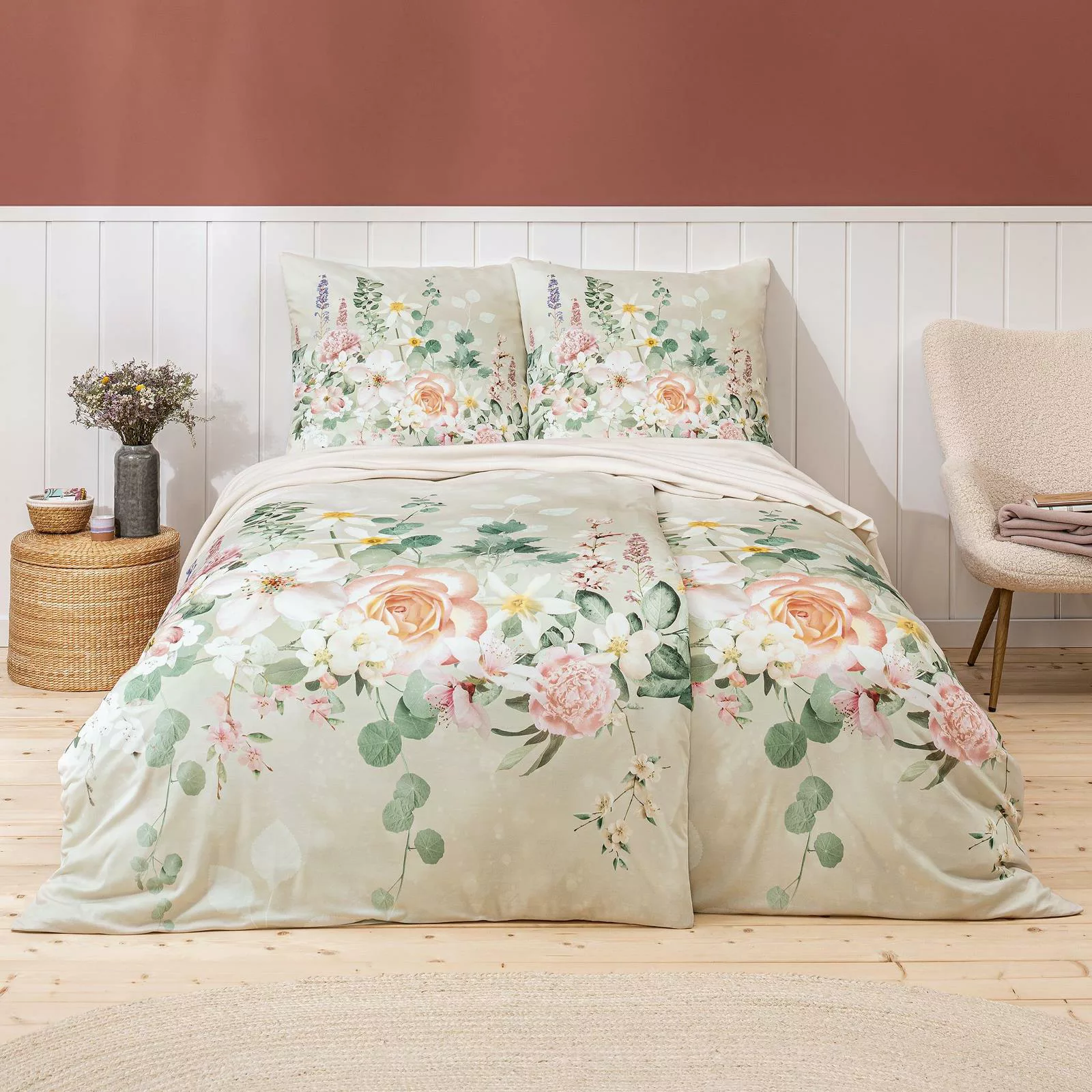 Estella Interlock Jersey Bettwäsche Marlene 6291-530 Blumen 135x200 günstig online kaufen