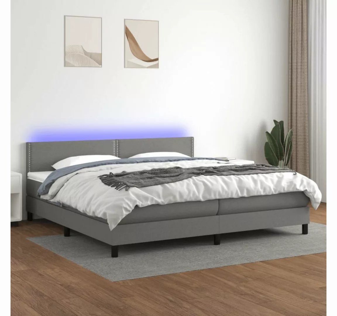 vidaXL Boxspringbett Boxspringbett mit Matratze LED Dunkelgrau 200x200 cm S günstig online kaufen