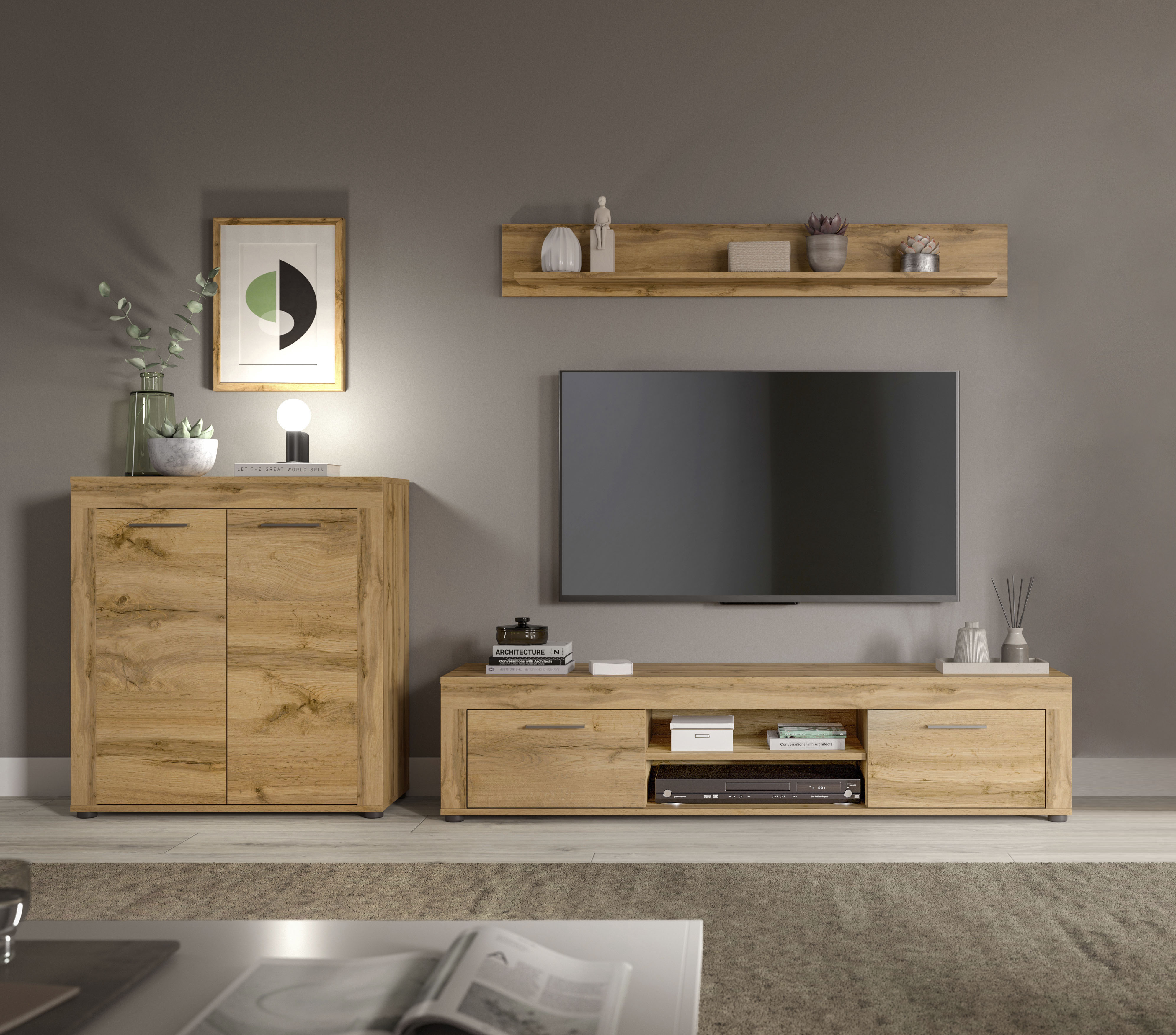 INOSIGN Wohnwand "Aosta, Breite 255cm, bestehend aus Highboard, Lowboard, W günstig online kaufen