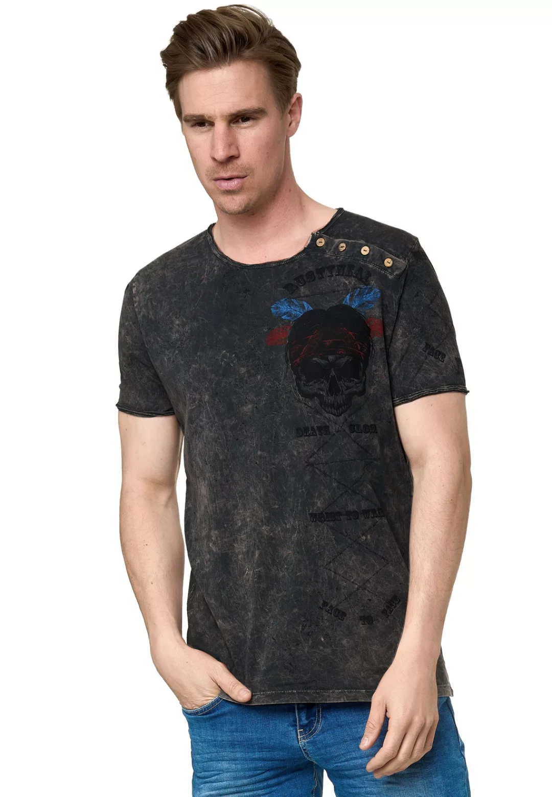 Rusty Neal T-Shirt, in lässiger Batik-Optik günstig online kaufen