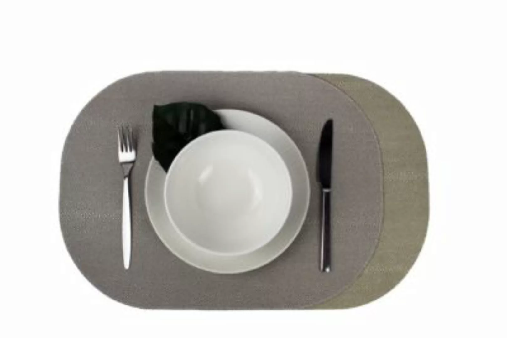 Signature Home Collection Tischset oval 6-er Rochen zweifarbig Julia grau/g günstig online kaufen