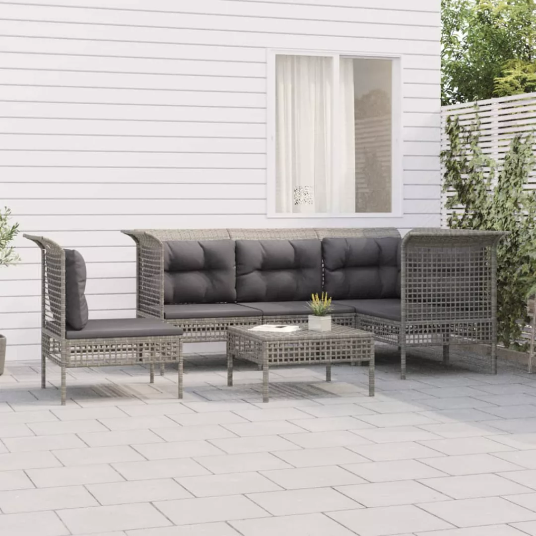 Vidaxl 6-tlg. Garten-lounge-set Mit Kissen Grau Poly Rattan günstig online kaufen