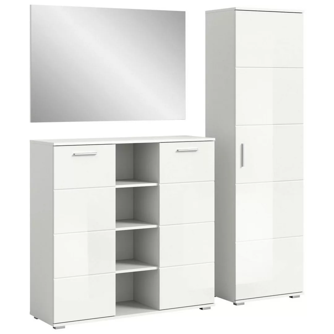 ebuy24 Kleiderschrank Prego Garderobenmöbel Set 3 Teile Hochglanz weiß günstig online kaufen