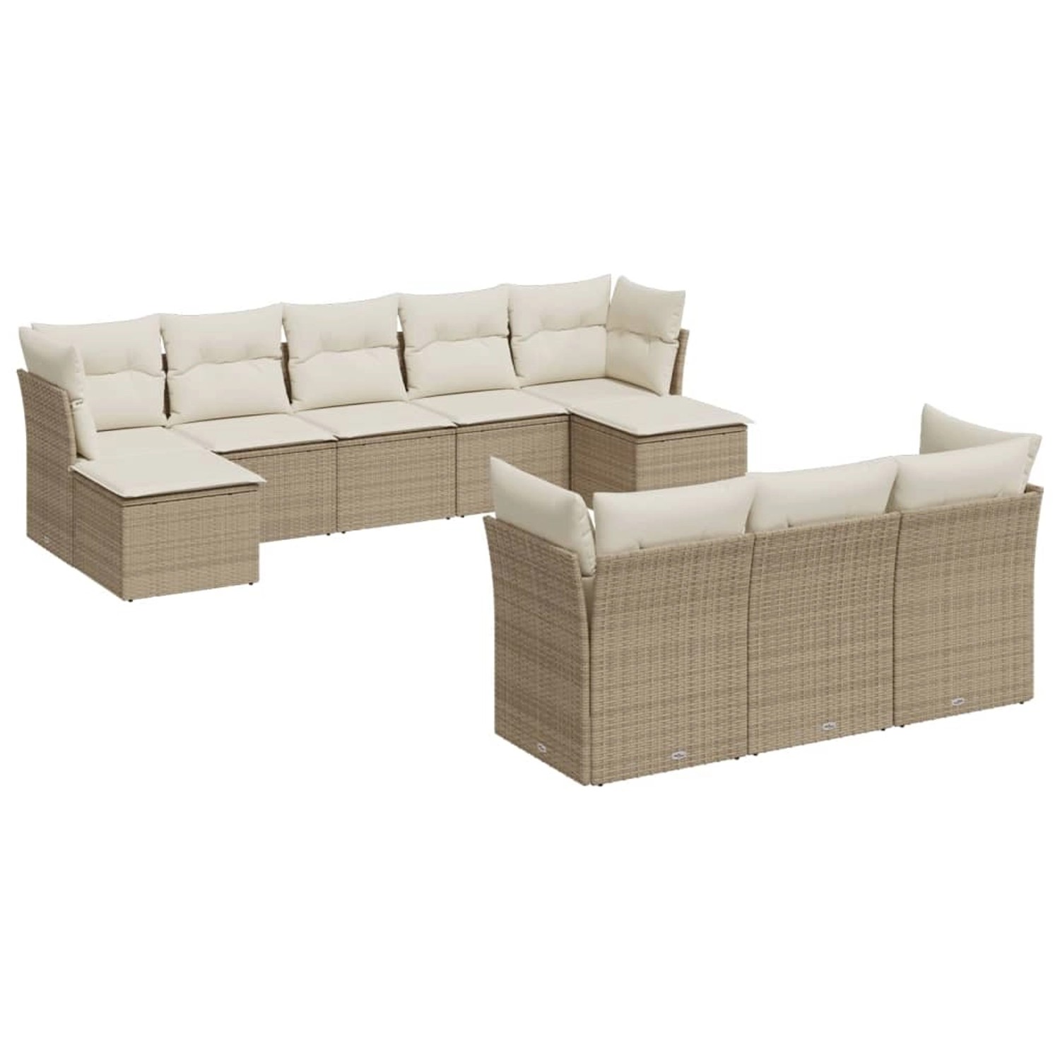 vidaXL 10-Tlg Garten-Sofagarnitur mit Kissen Beige Poly Rattan 3250167 günstig online kaufen