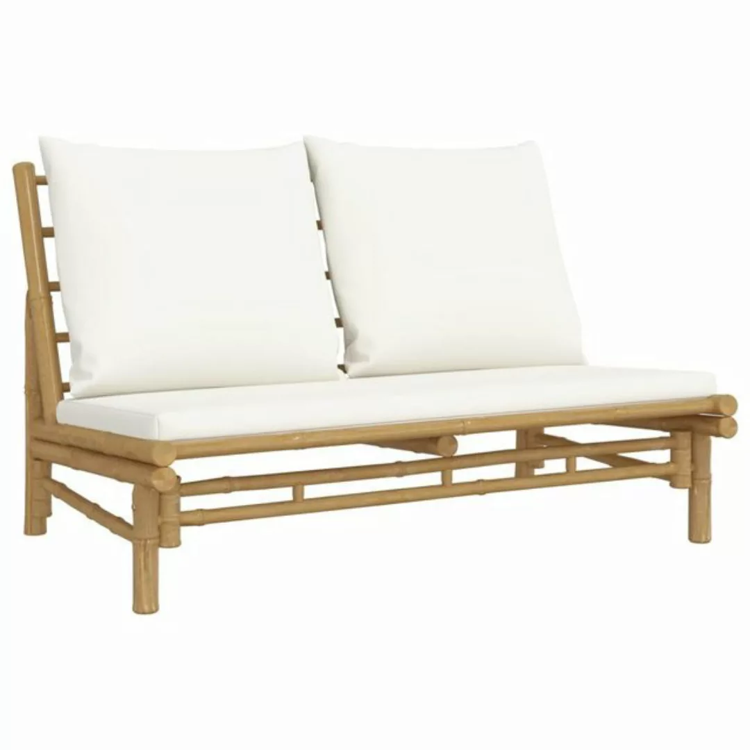 vidaXL Loungesofa Gartenbank mit Cremeweißen Kissen Bambus, 1 Teile günstig online kaufen