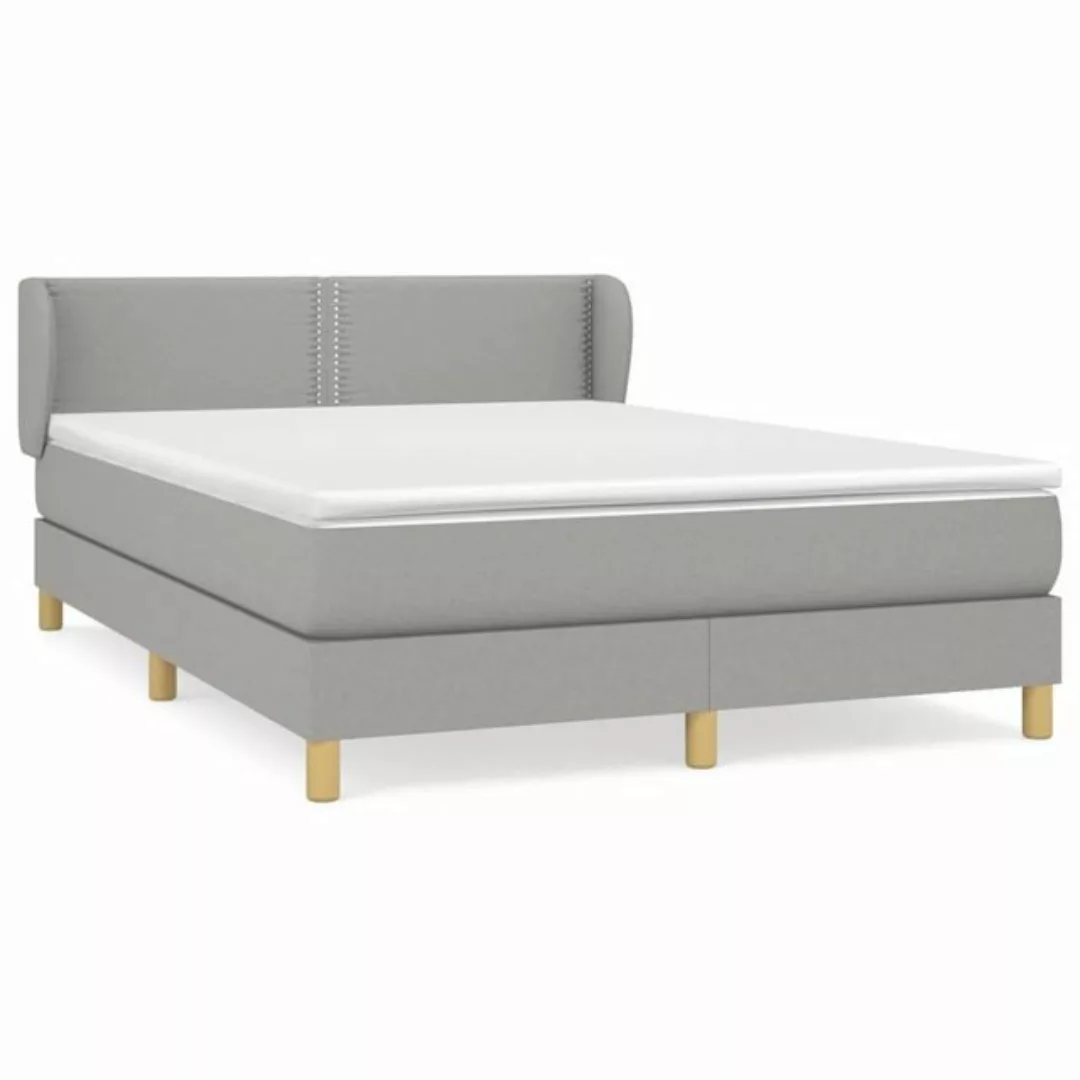 vidaXL Bettgestell Boxspringbett mit Matratze Hellgrau 140x200 cm Stoff Bet günstig online kaufen