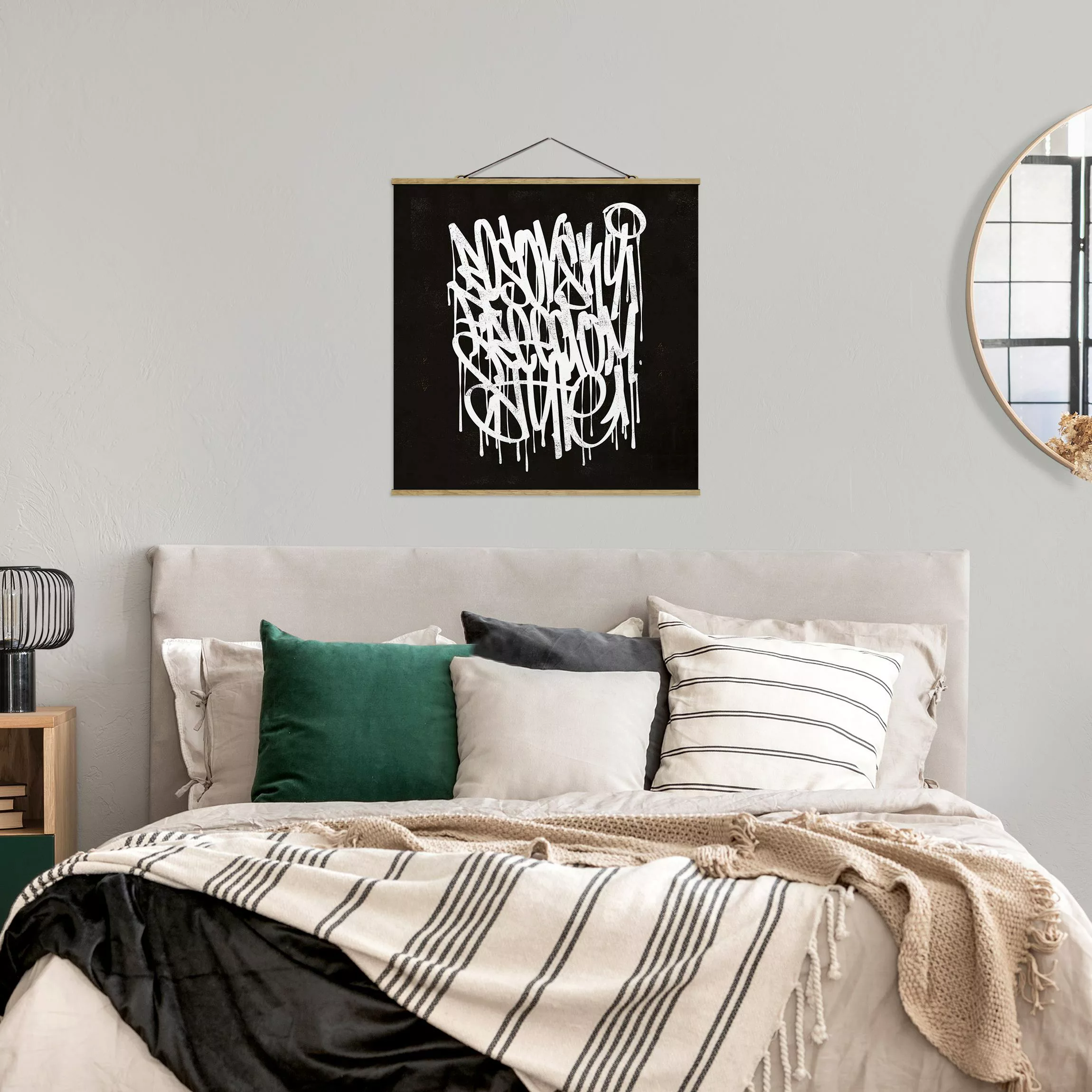 Stoffbild mit Posterleisten Graffiti Art Freedom Style günstig online kaufen