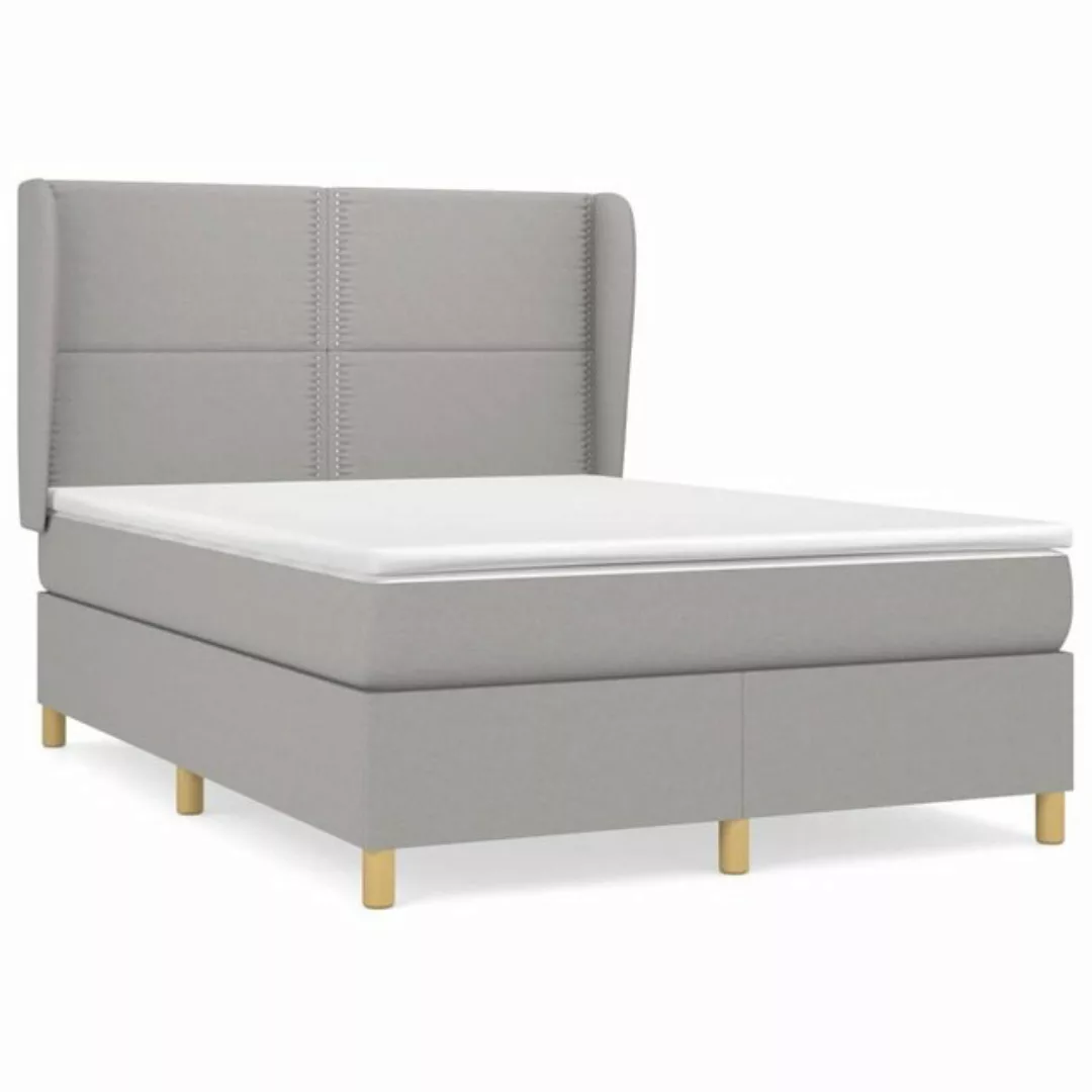 vidaXL Bettgestell Boxspringbett mit Matratze Hellgrau 140x190 cm Stoff Bet günstig online kaufen