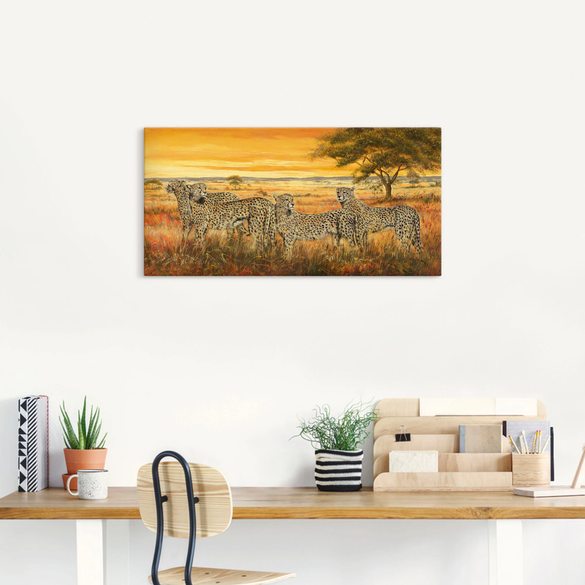 Artland Wandbild "4 Geparden", Wildtiere, (1 St.), als Leinwandbild, Wandau günstig online kaufen