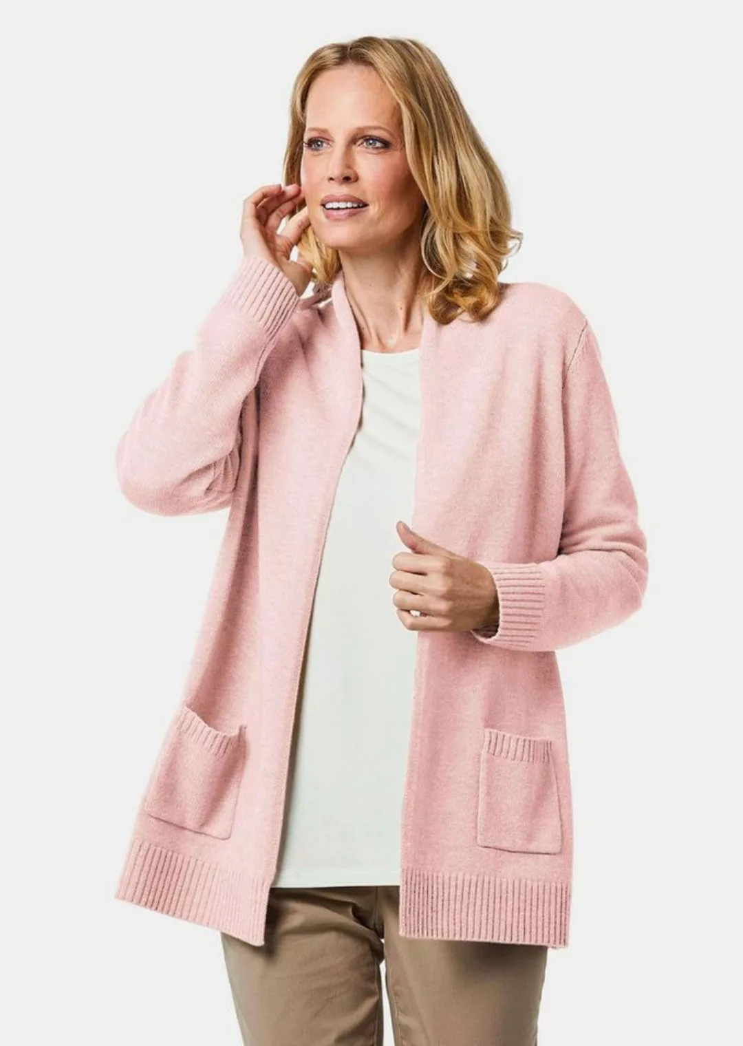 GOLDNER Strickjacke Kurzgröße: Schalkragenstrickjacke günstig online kaufen