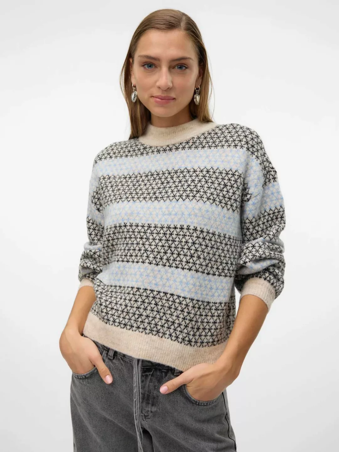 Vero Moda Strickpullover "VMTRIXIE LS HIGHNECK PULLOVER GA BOO", mit Strick günstig online kaufen