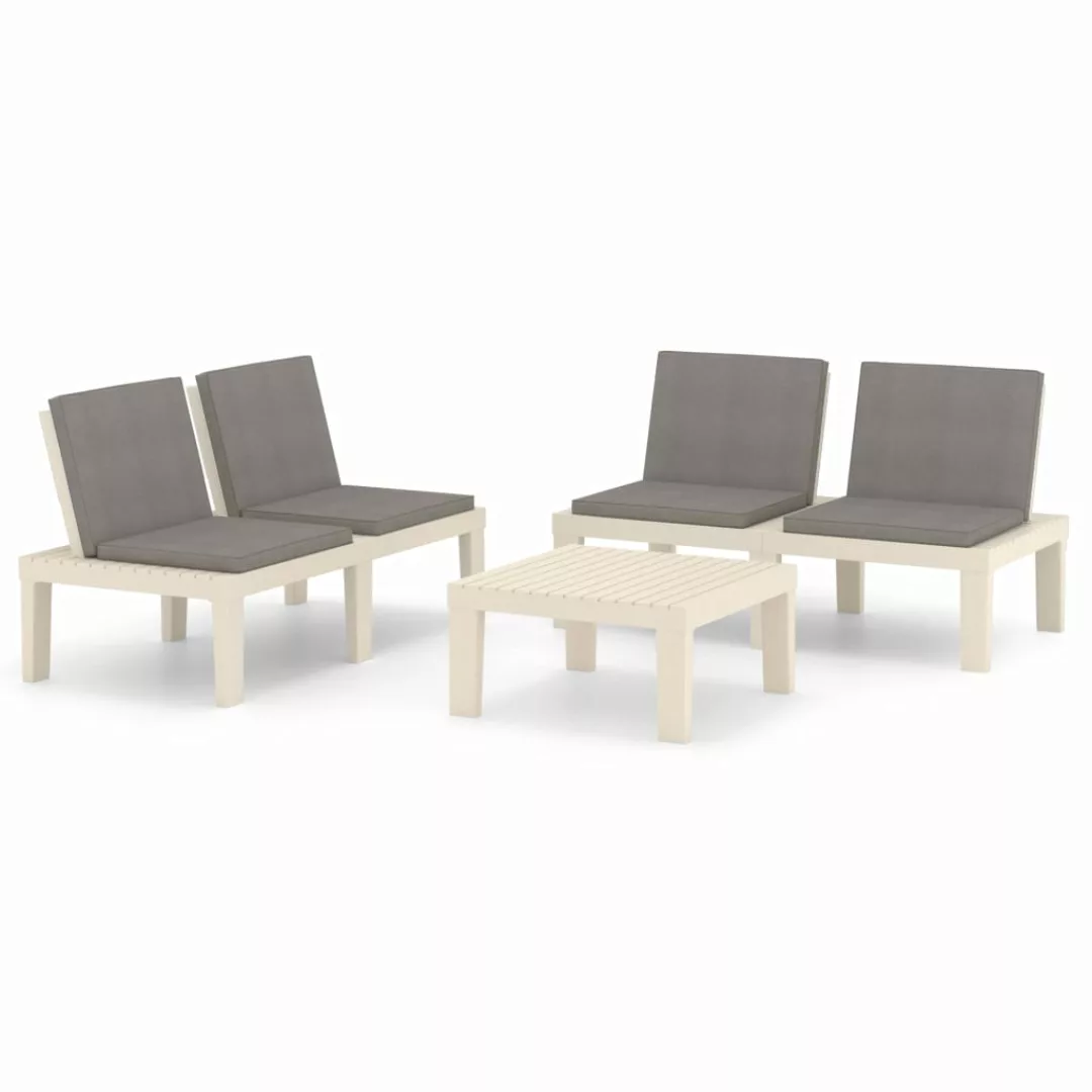 3-tlg. Garten-lounge-set Mit Kissen Kunststoff Weiß günstig online kaufen