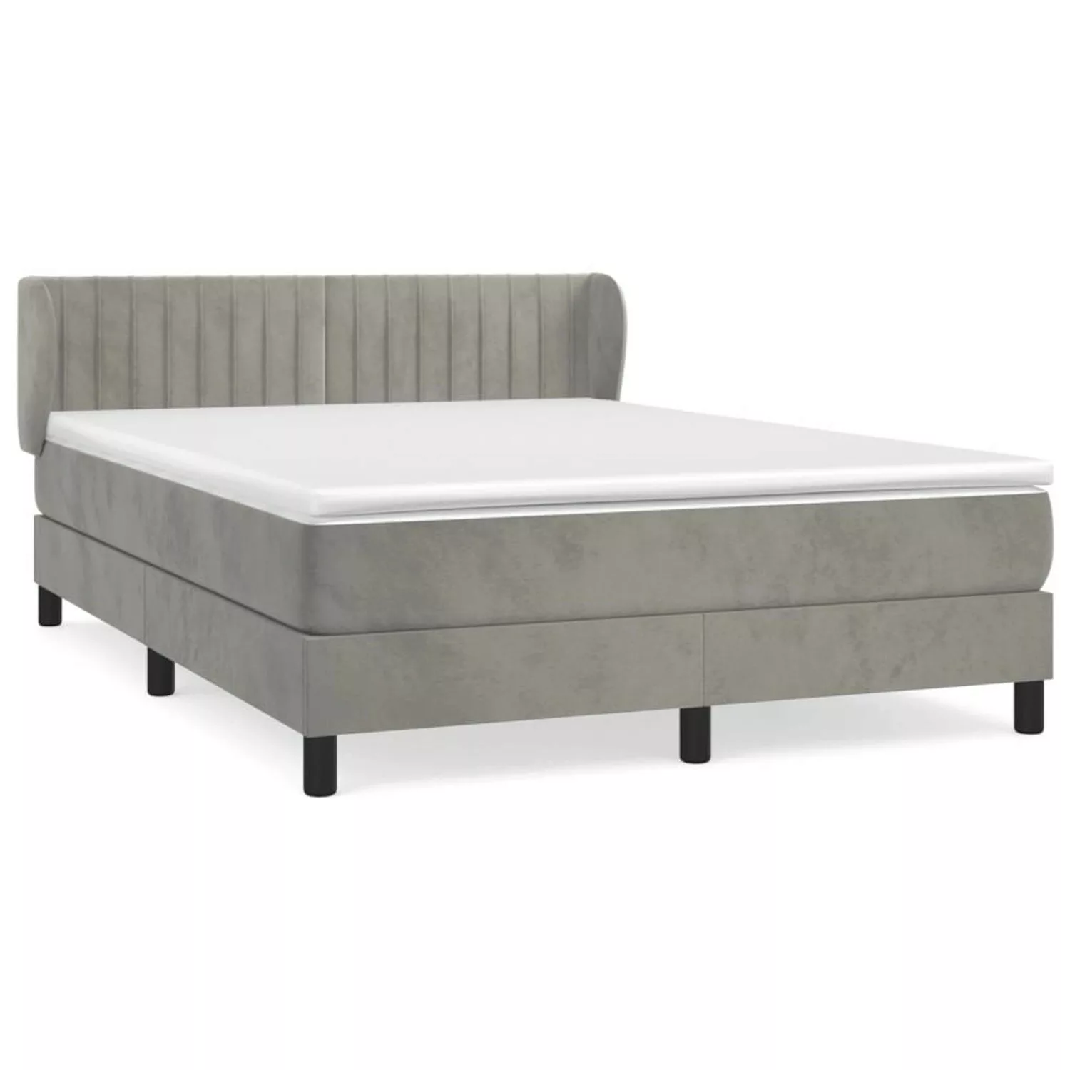 vidaXL Boxspringbett mit Matratze Hellgrau 140x190 cm Samt1466935 günstig online kaufen