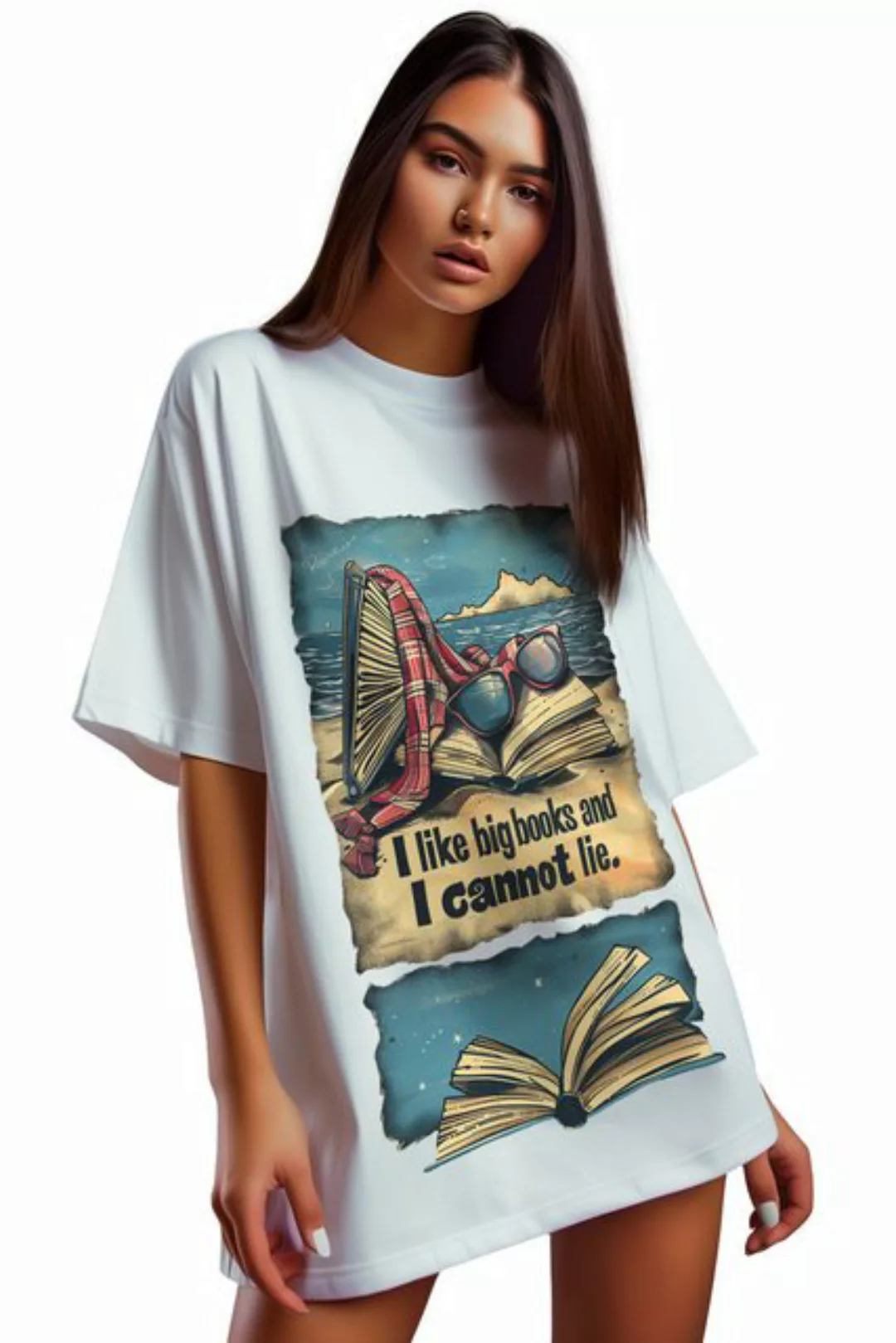 Reichstadt Print-Shirt Casual Oversize Shirt 24RSW057 Beachside Booklover L günstig online kaufen