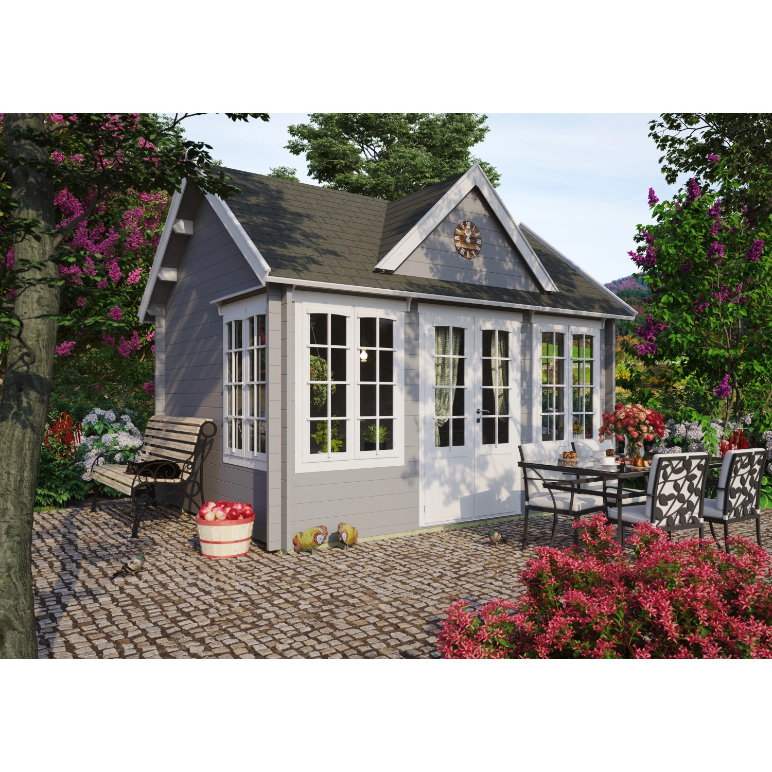 Fjordholz Gartenhaus Modell Teehaus Windsor 28 Grau Imprägniert günstig online kaufen