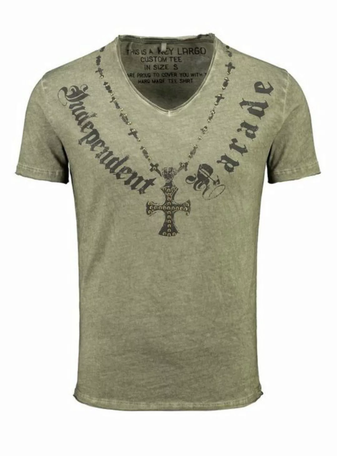 Key Largo T-Shirt T-Shirt Independent Kreuz Nieten Print Motiv vintage Look günstig online kaufen