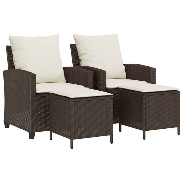 vidaXL Loungesofa 4-tlg. Garten-Sofagarnitur mit Kissen Braun Poly Rattan, günstig online kaufen