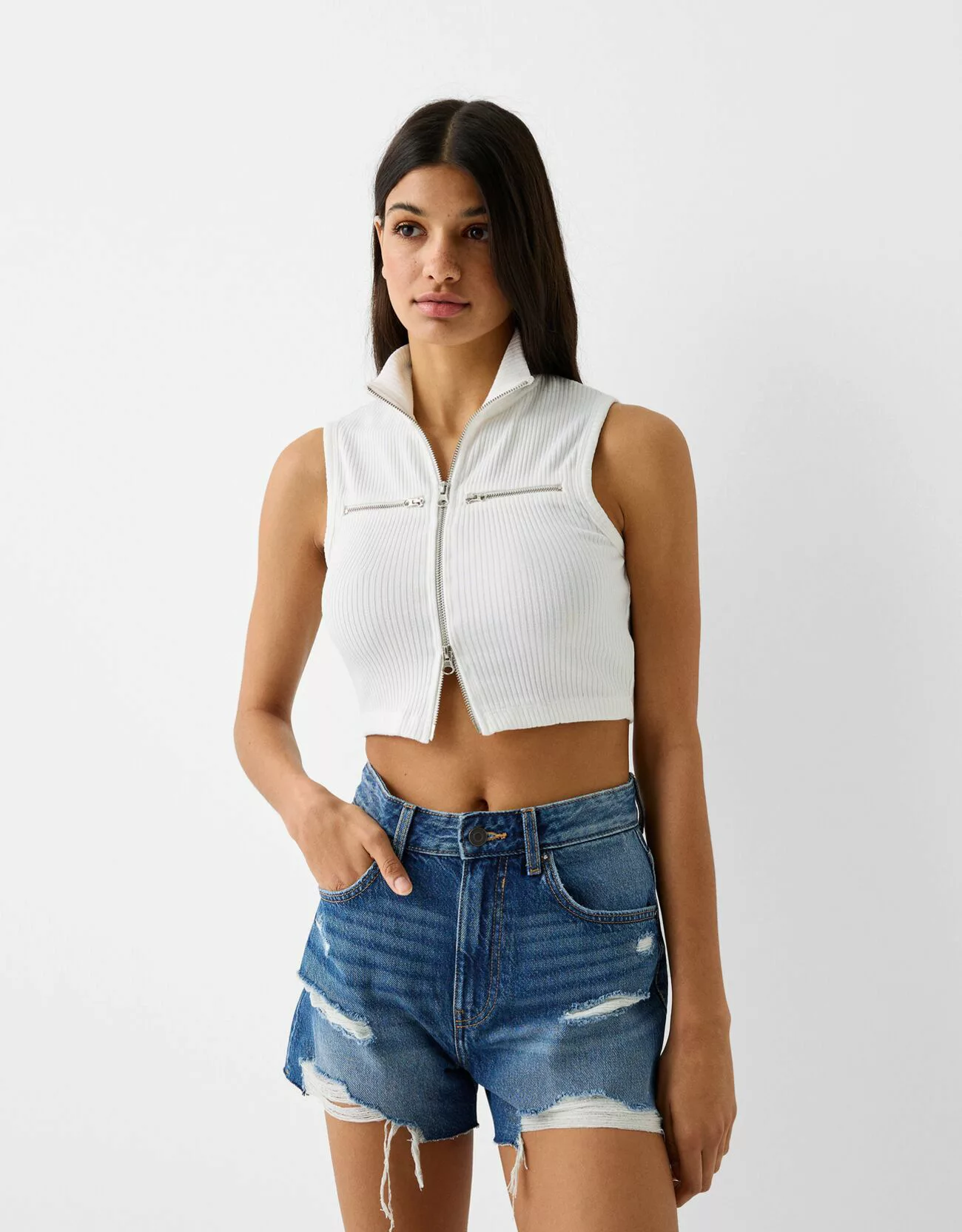 Bershka Jeansshorts Mit Rissen Damen 36 Blau günstig online kaufen