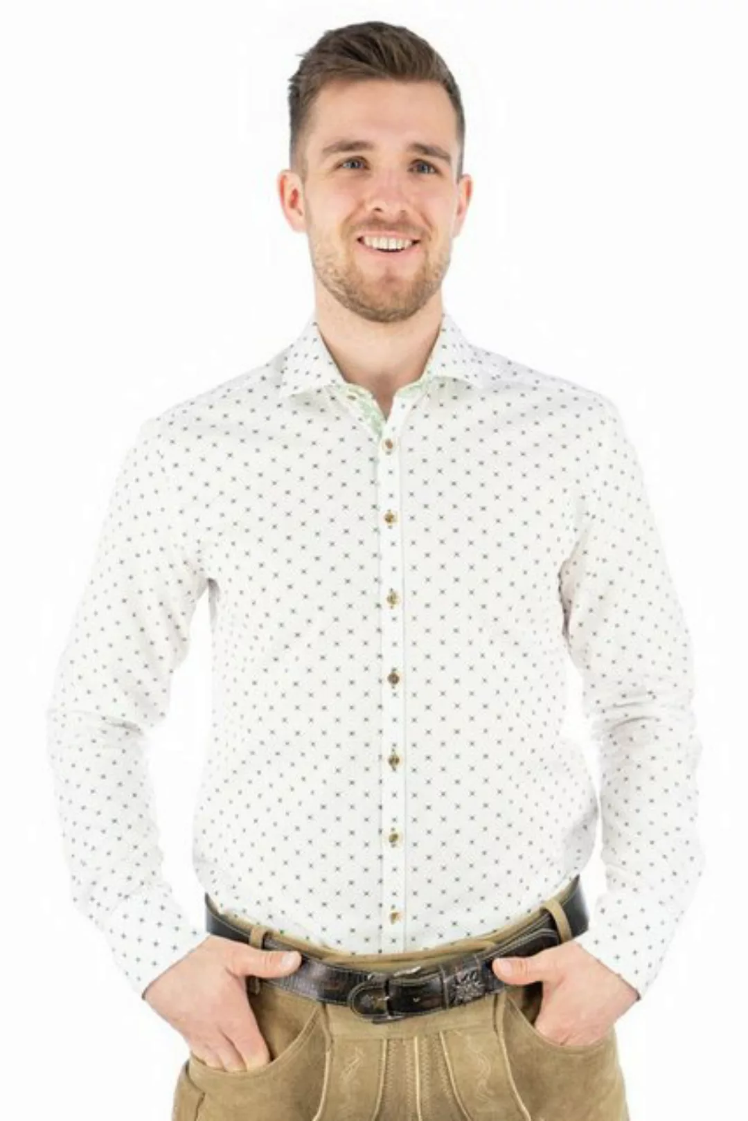 OS-Trachten Trachtenhemd Nersa Langarmhemd mit Haifischkragen günstig online kaufen