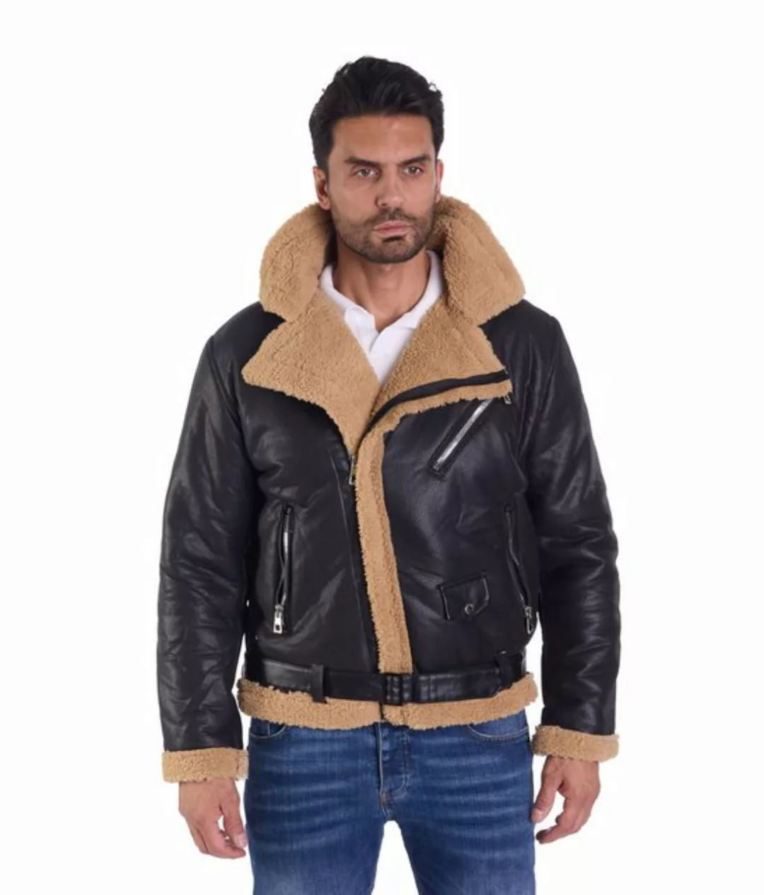 Denim Distriqt Winterjacke Herren Piloten Winterjacke Fliegerjacke Schwarz günstig online kaufen