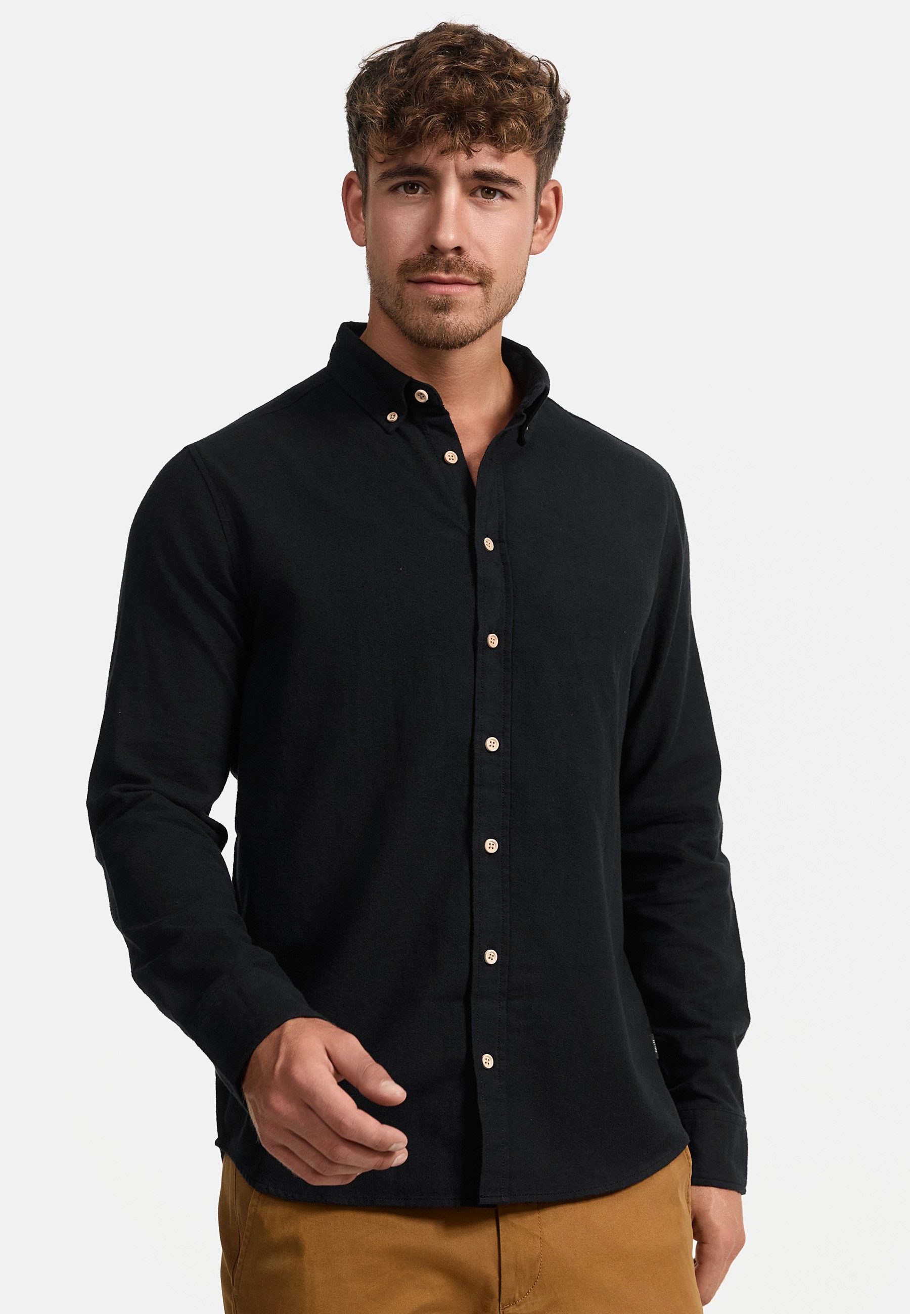 Indicode Langarmhemd Riverside Langarmhemd mit Button-Down-Kragen günstig online kaufen