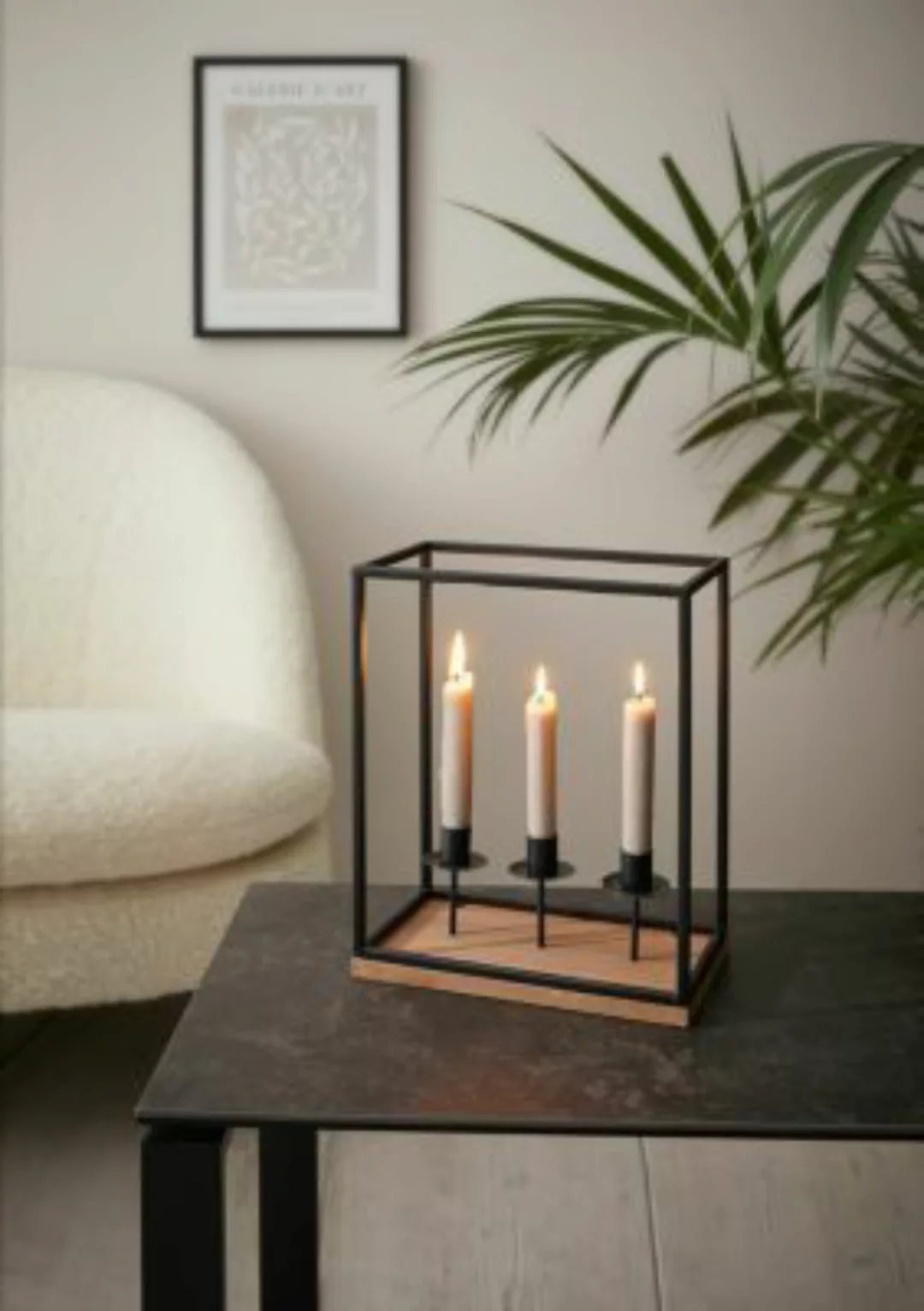 HOME Living Kerzenhalter Square Kerzenständer schwarz günstig online kaufen