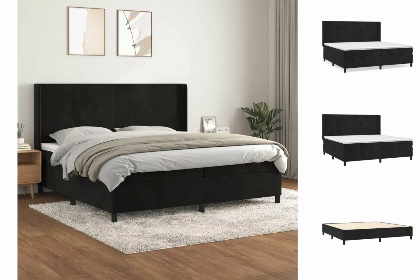 vidaXL Boxspringbett Boxspringbett mit Matratze Schwarz 200x200 cm Samt Bet günstig online kaufen