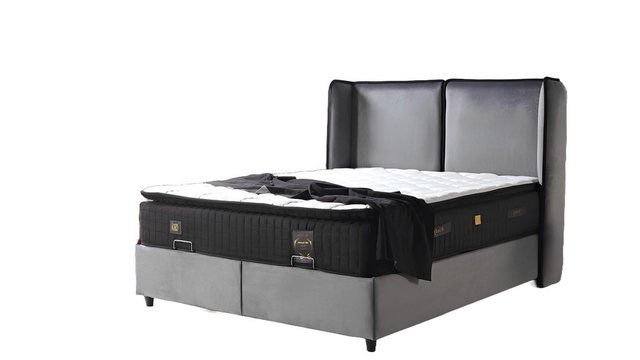 Xlmoebel Bett Neues modernes Luxus-Boxspringbett mit Polsterung in Silber f günstig online kaufen