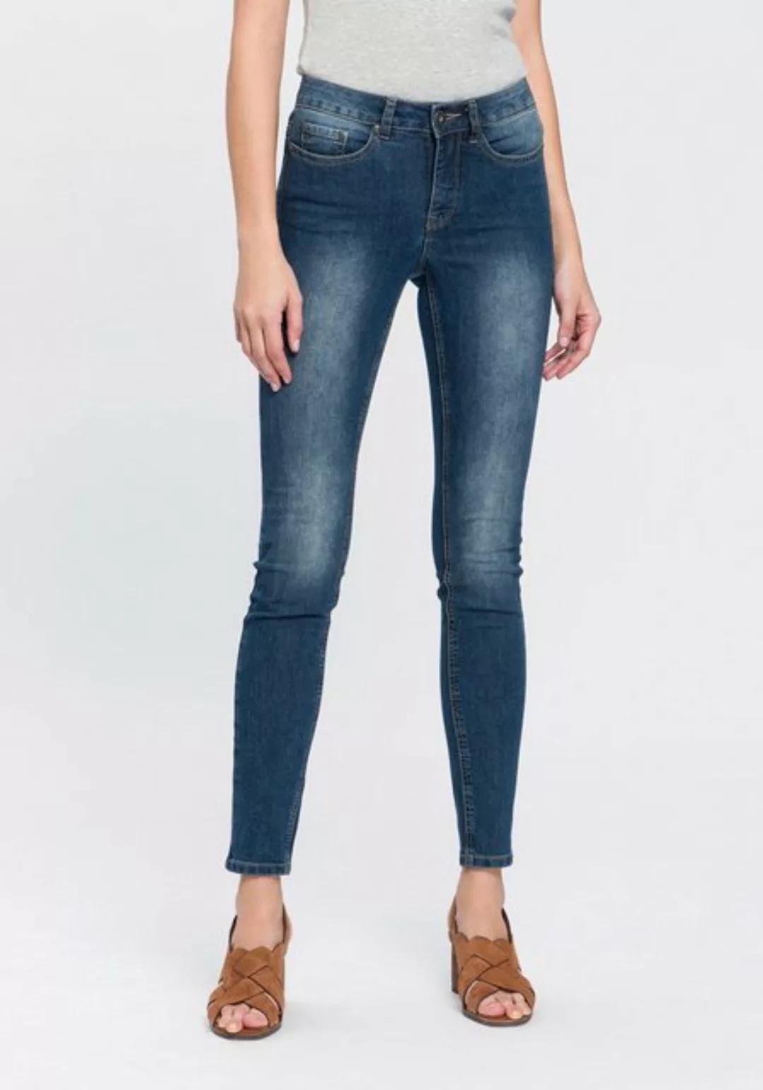 Arizona Slim-fit-Jeans Shaping enge Passform, Röhrenjeans, Used-Look-Waschu günstig online kaufen