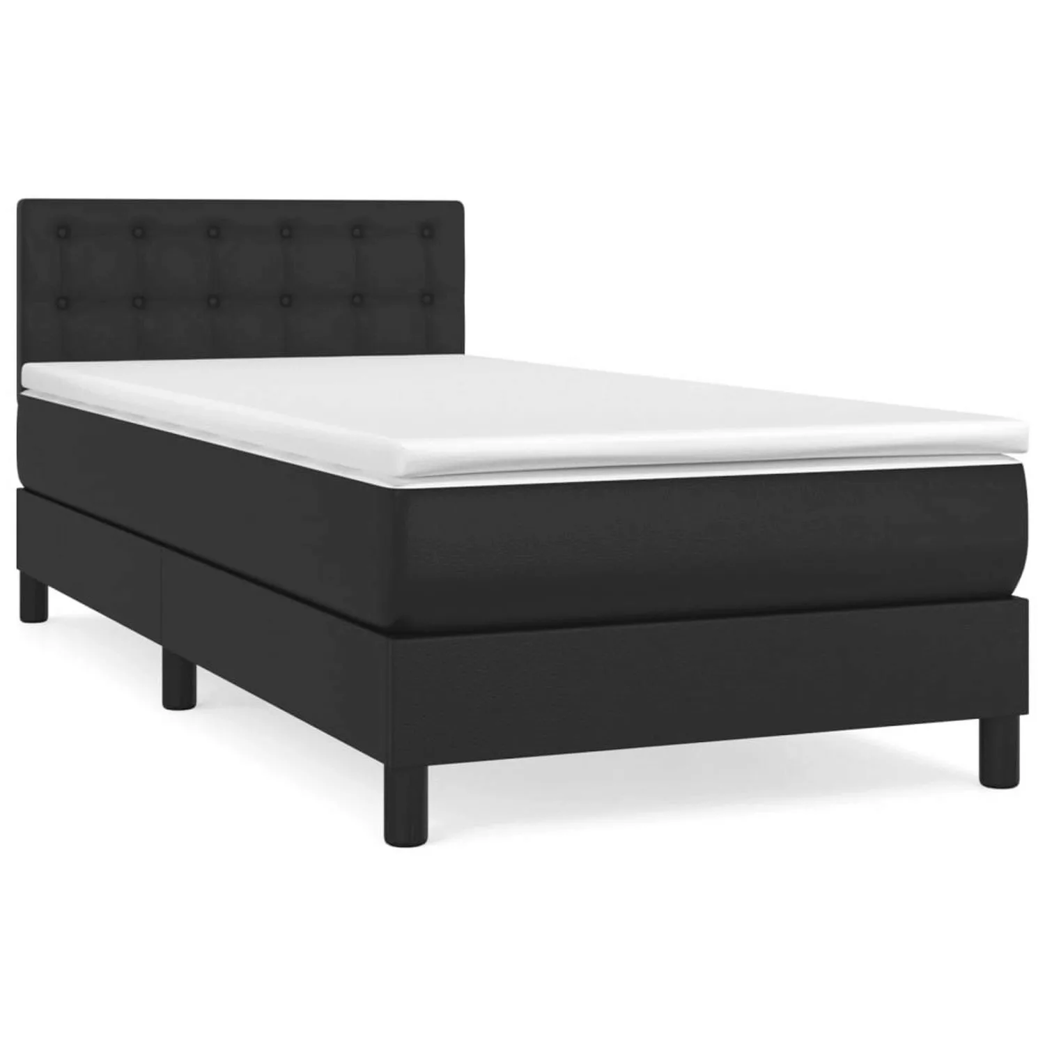 Vidaxl Boxspringbett Mit Matratze Schwarz 100x200 Cm Kunstleder günstig online kaufen