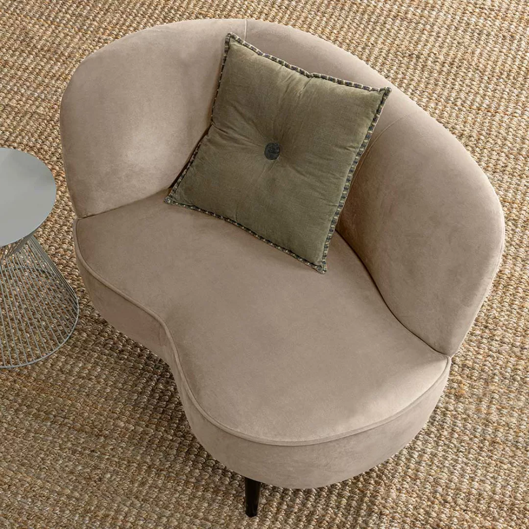 Modernes Loft Sofa im Retrostil Samt und Birke Massivholz günstig online kaufen