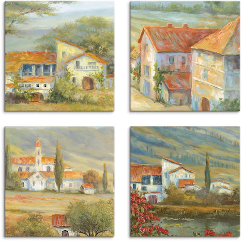 Artland Leinwandbild »Provence Lavendelwiese Mohnlandschaft«, Europa, (4 St günstig online kaufen