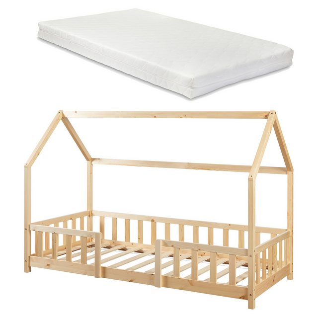 en.casa Kinderbett, »Sisimiut« Hausbett mit Matratze 90 x 200 cm Naturholz günstig online kaufen