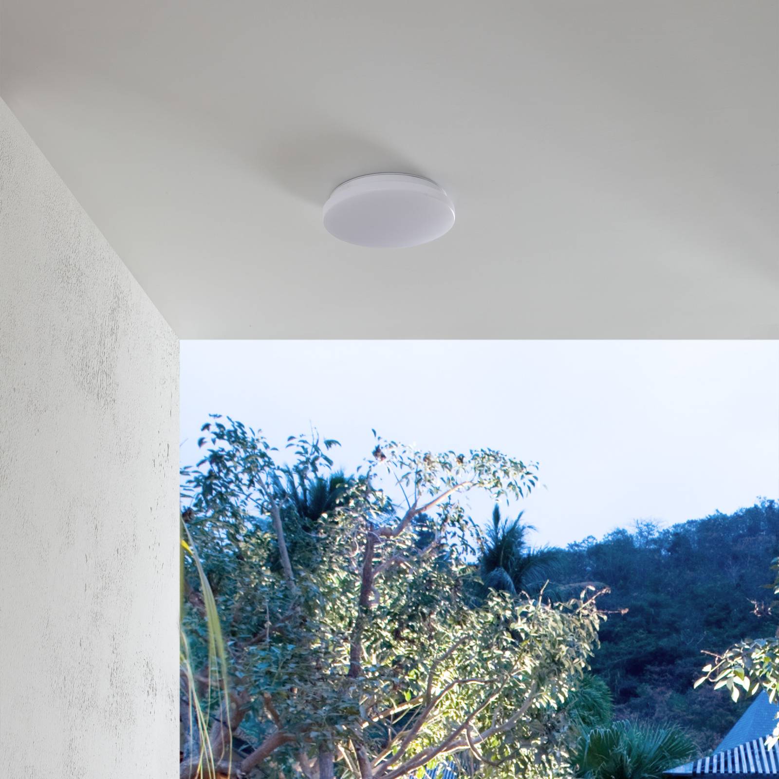 Lindby LED-Außendeckenleuchte Doki, 26 cm, weiß, Kunststoff günstig online kaufen