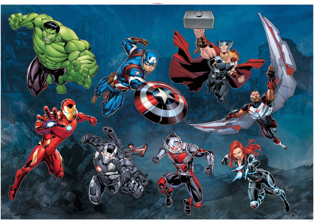 Komar Wandtattoo "Avengers Action - Größe 100 x 70 cm", (8 St.), selbstkleb günstig online kaufen
