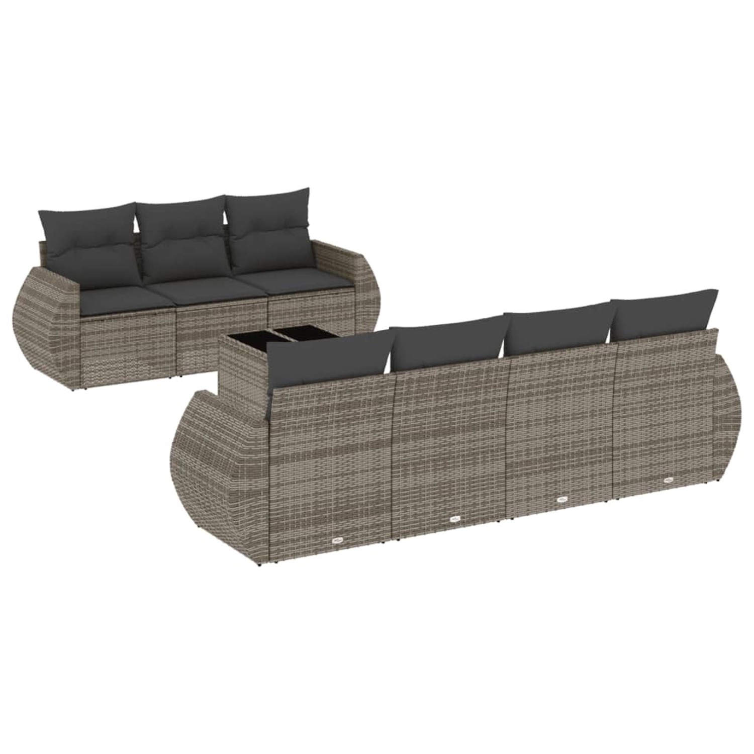 vidaXL 8-Tlg Garten-Sofagarnitur mit Kissen Grau Poly Rattan 3221129 günstig online kaufen