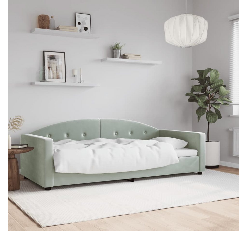 vidaXL Gästebett Tagesbett Hellgrau 90x190 cm Samt Gästebett Gästecouch Gäs günstig online kaufen