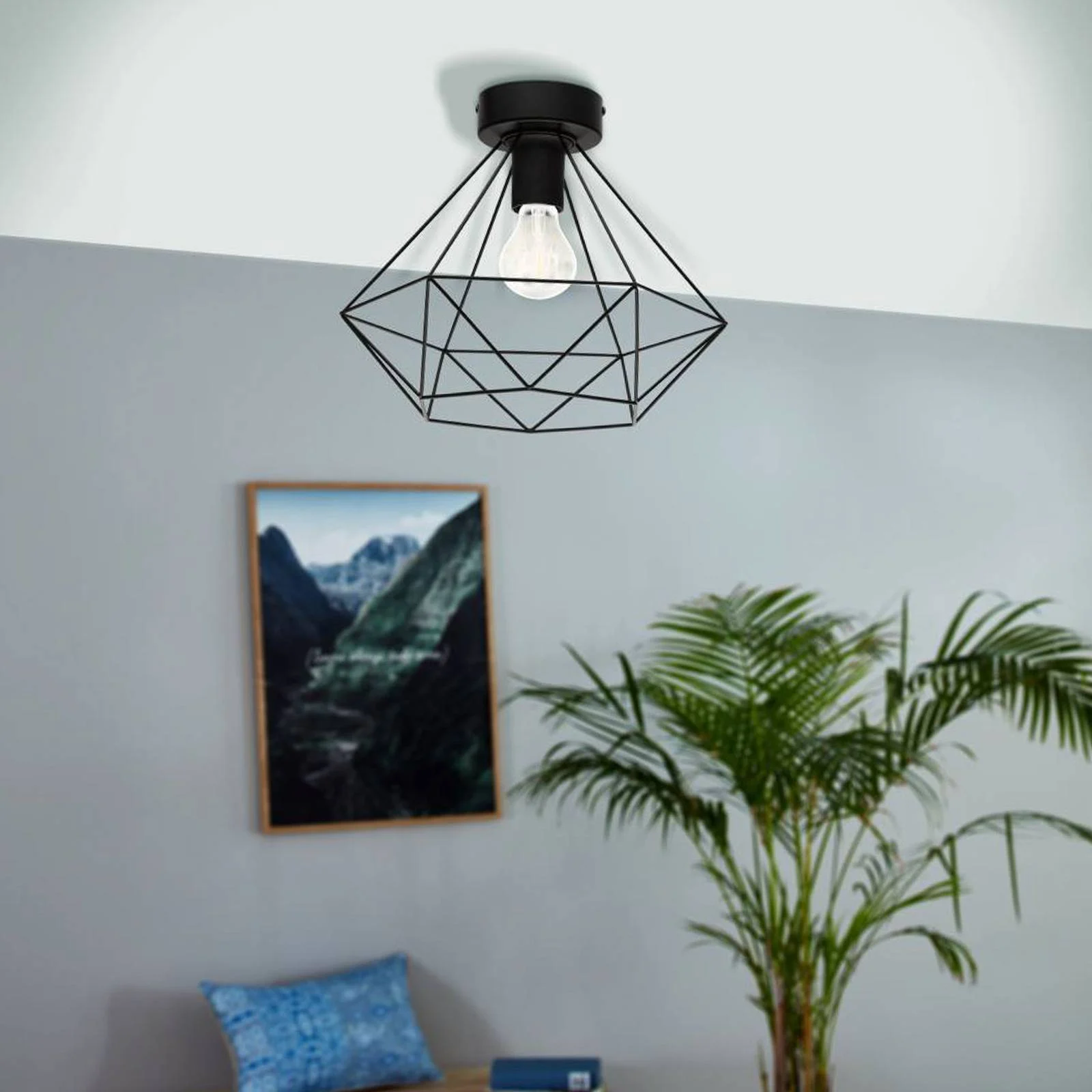 Käfig-Deckenlampe Tarbes 1fl. Ø 32,5cm schwarz günstig online kaufen