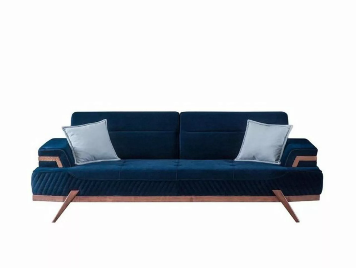 JVmoebel 3-Sitzer Dunkelblaues Sofa Wohnzimmer 3-Sitzer Textil Designer Dre günstig online kaufen