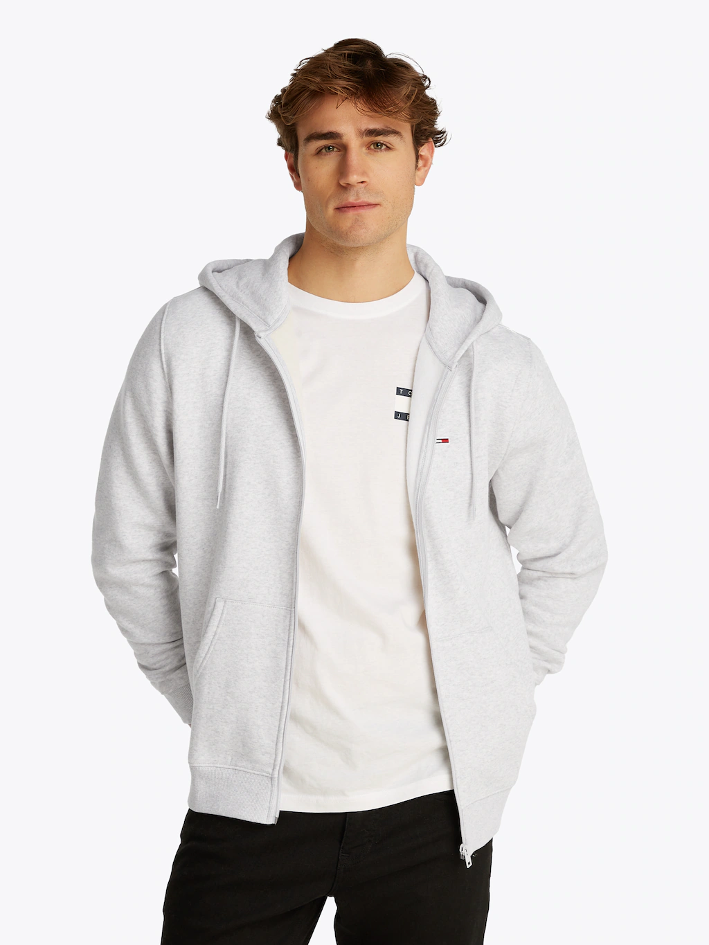 Tommy Jeans Sweatshirt "TJM REG S FLAG ZIP FLEECE THRU", mit bestickten Mar günstig online kaufen