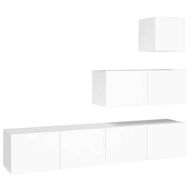 vidaXL TV-Schrank 4tlg TV Schrank Set Hängeschrank Wandschrank Lowboard Wei günstig online kaufen