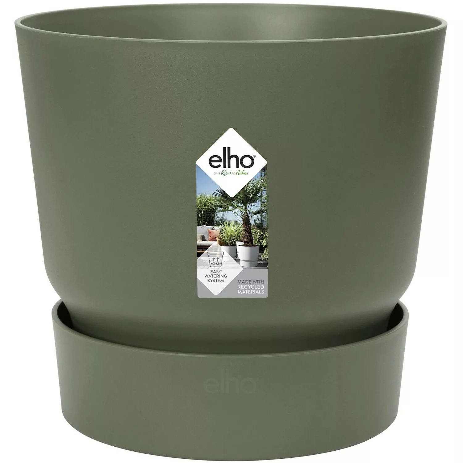 Elho Blumentopf Greenville Rund 18 cm Laubgrün günstig online kaufen