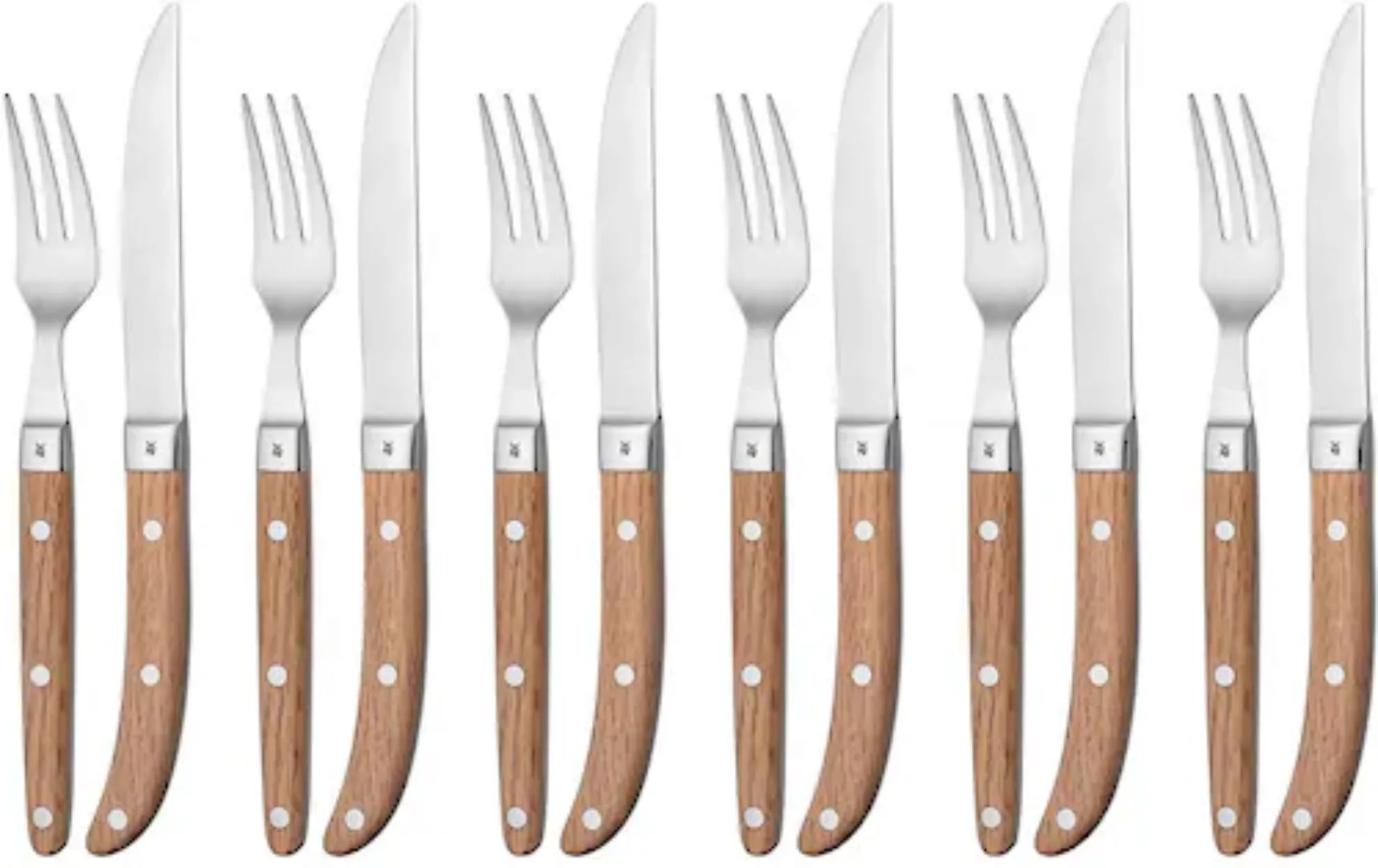 WMF Steakbesteck »Ranch«, (Set, 12 tlg.), mattiert, Eichenholz geölt günstig online kaufen