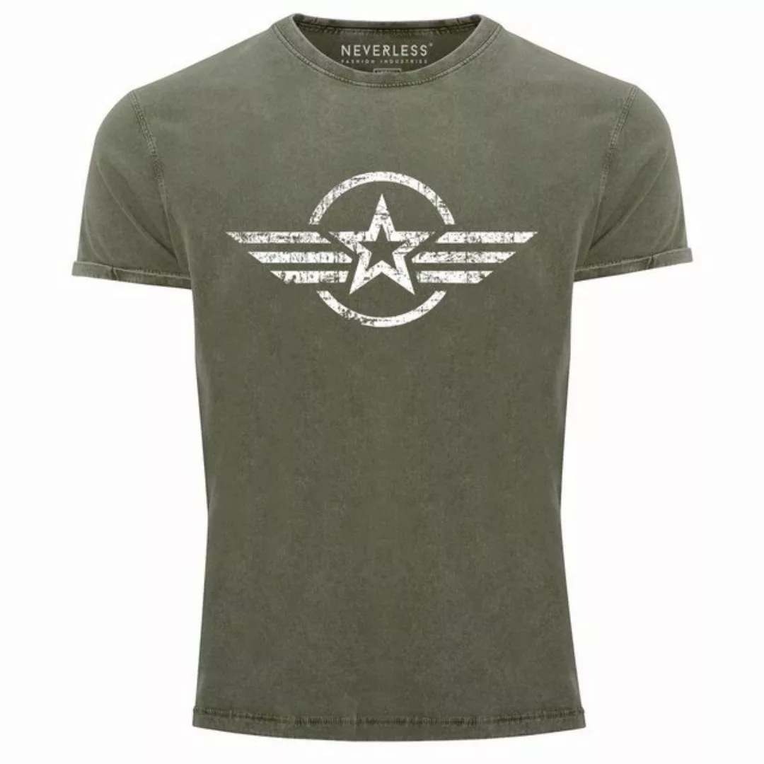 Neverless Print-Shirt Herren Vintage Shirt Airforce Stern Army Military Auf günstig online kaufen